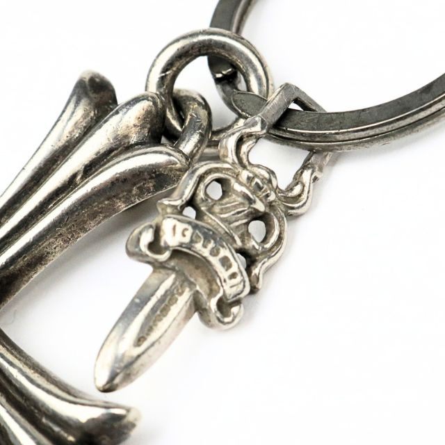 CHROME HEARTS Large Cross Split Dagger Keyring Silver
