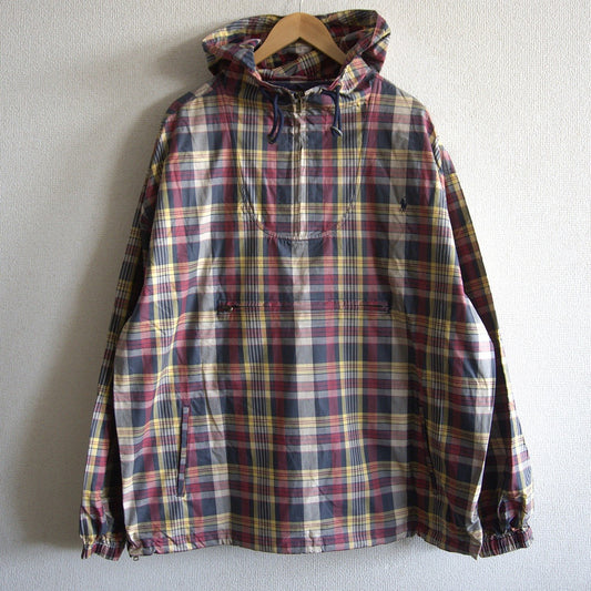 POLO RALPH LAUREN 90s Plaid Check Cotton Anorak Size L