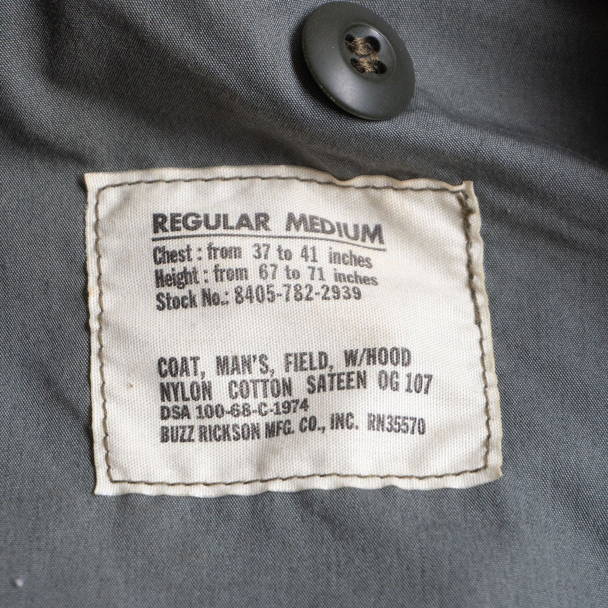 BUZZ RICKSON M-65 2nd Field Jacket Grey Liner Size M
