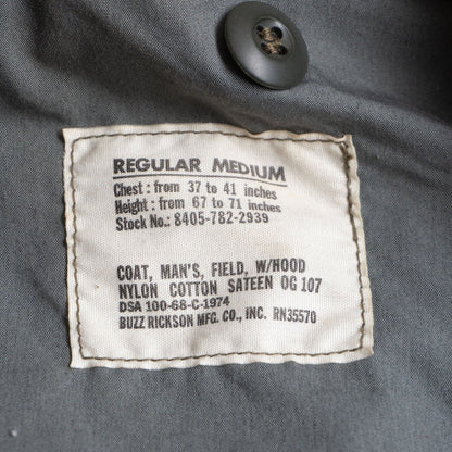 BUZZ RICKSON M-65 2nd Field Jacket Grey Liner Size M