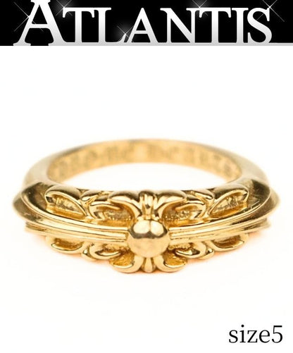 CHROME HEARTS 22K Baby Classic Floral Cross Ring Size JP 5