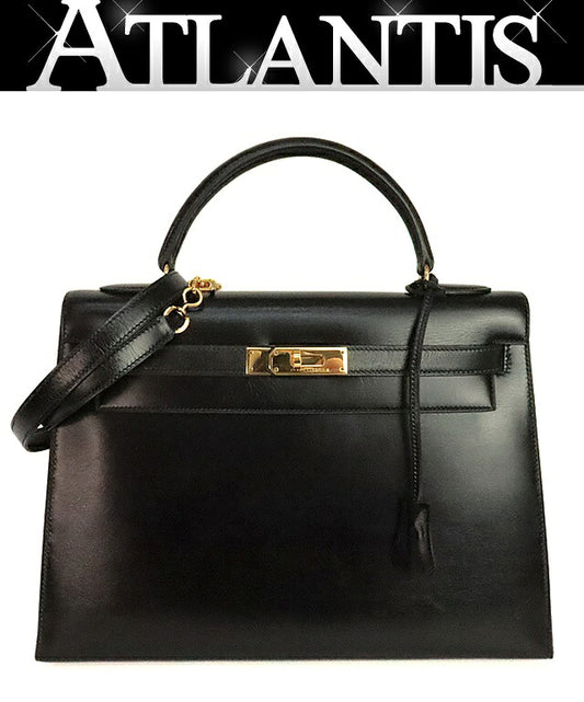 HERMES Vintage Kelly 32 2WAY Black 1990 Bag