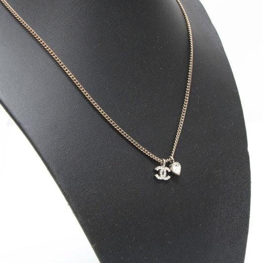 CHANEL Sparkly Coco Mark Necklace Silver