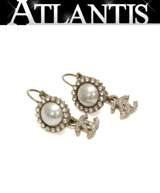 CHANEL Sparkly Coco Mark Earrings Silver