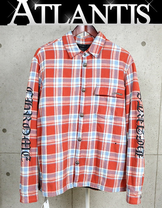 CHROME HEARTS WORKN JNKYD PLD Check Shirt Jacket Red Size L