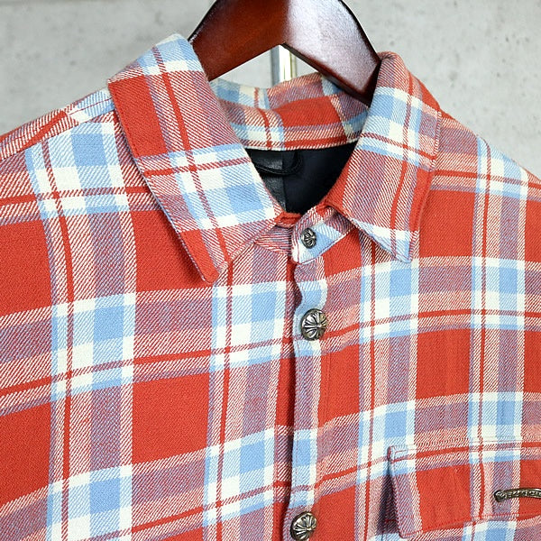 CHROME HEARTS WORKN JNKYD PLD Check Shirt Jacket Red Size L