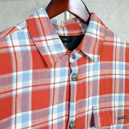 CHROME HEARTS WORKN JNKYD PLD Check Shirt Jacket Red Size L