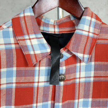 CHROME HEARTS WORKN JNKYD PLD Check Shirt Jacket Red Size L