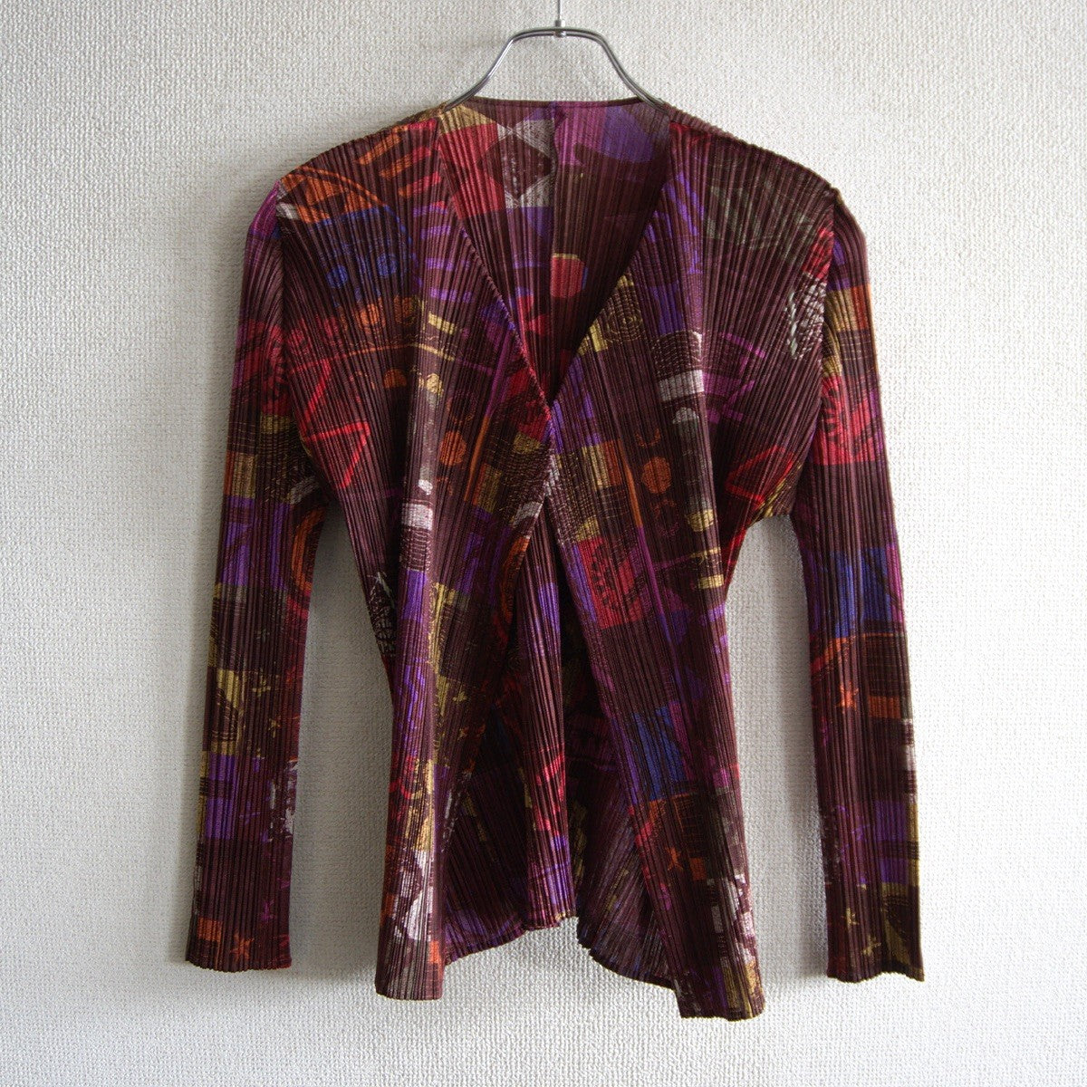 PLEATS PLEASE All-Over Pleated Pattern Cardigan Size L