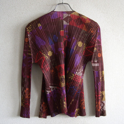 PLEATS PLEASE All-Over Pleated Pattern Cardigan Size L