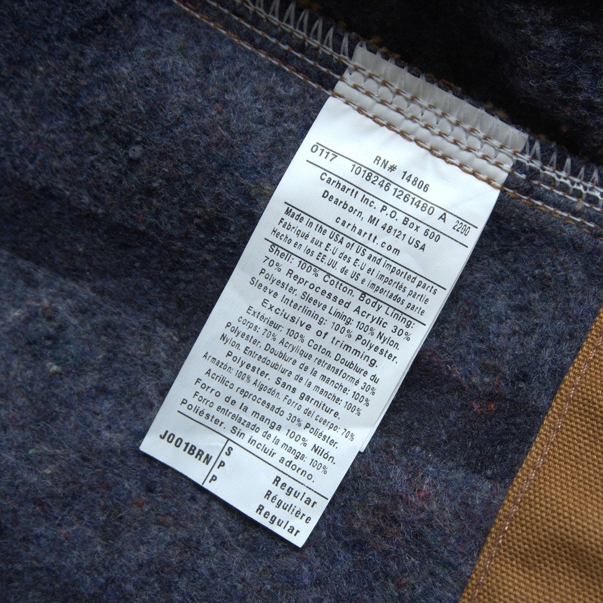 Carhartt J001 BRN Made in USA Duck Canvas Detroit Size S