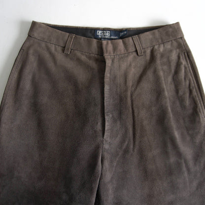 POLO RALPH LAUREN Brown Suede Leather Slacks Size 32