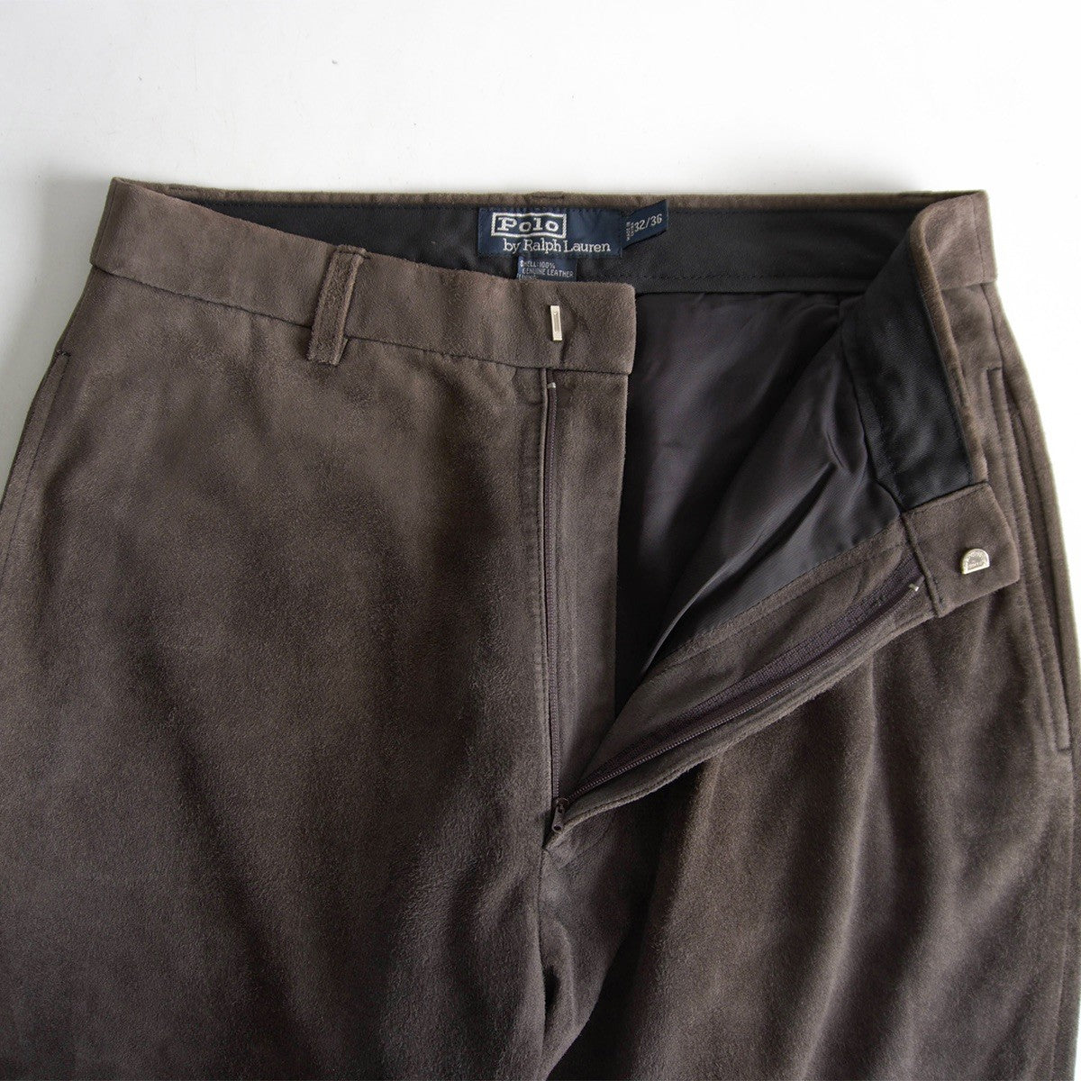 POLO RALPH LAUREN Brown Suede Leather Slacks Size 32