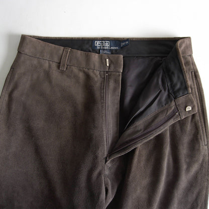 POLO RALPH LAUREN Brown Suede Leather Slacks Size 32