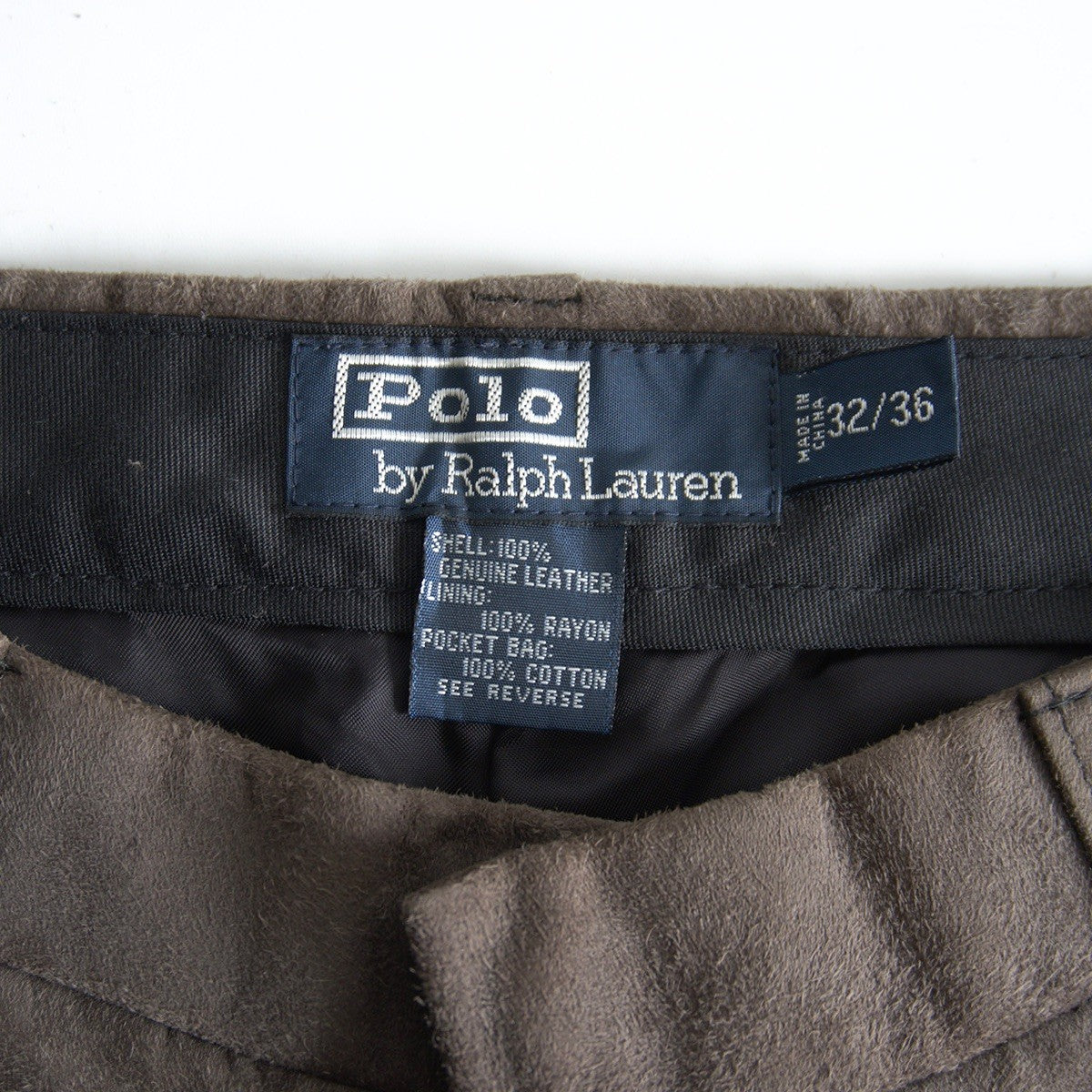 POLO RALPH LAUREN Brown Suede Leather Slacks Size 32