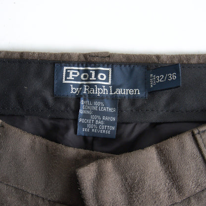 POLO RALPH LAUREN Brown Suede Leather Slacks Size 32