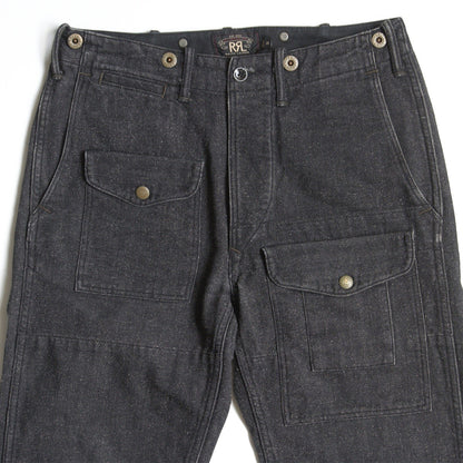RRL Nep Black Denim Bush Pants Suspender Buttons Size 28