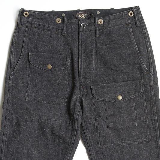 RRL Nep Black Denim Bush Pants Suspender Buttons Size 28