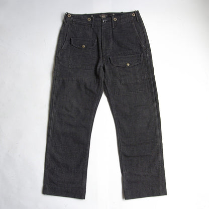 RRL Nep Black Denim Bush Pants Suspender Buttons Size 28