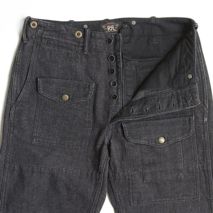 RRL Nep Black Denim Bush Pants Suspender Buttons Size 28