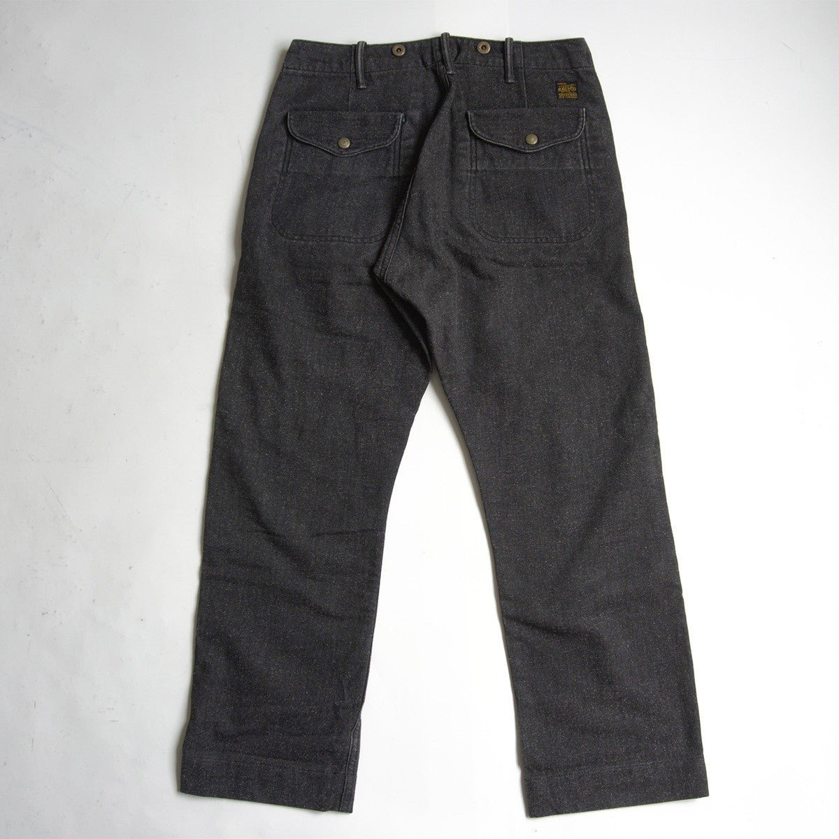 RRL Nep Black Denim Bush Pants Suspender Buttons Size 28