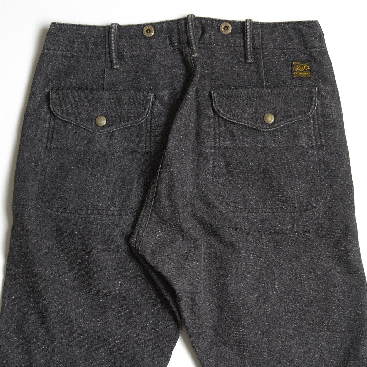 RRL Nep Black Denim Bush Pants Suspender Buttons Size 28