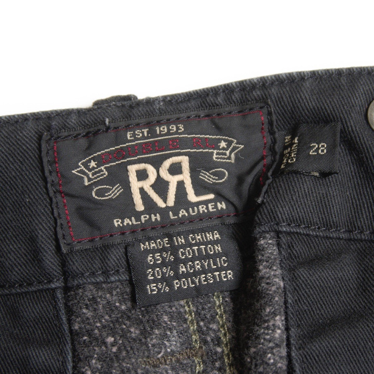 RRL Nep Black Denim Bush Pants Suspender Buttons Size 28