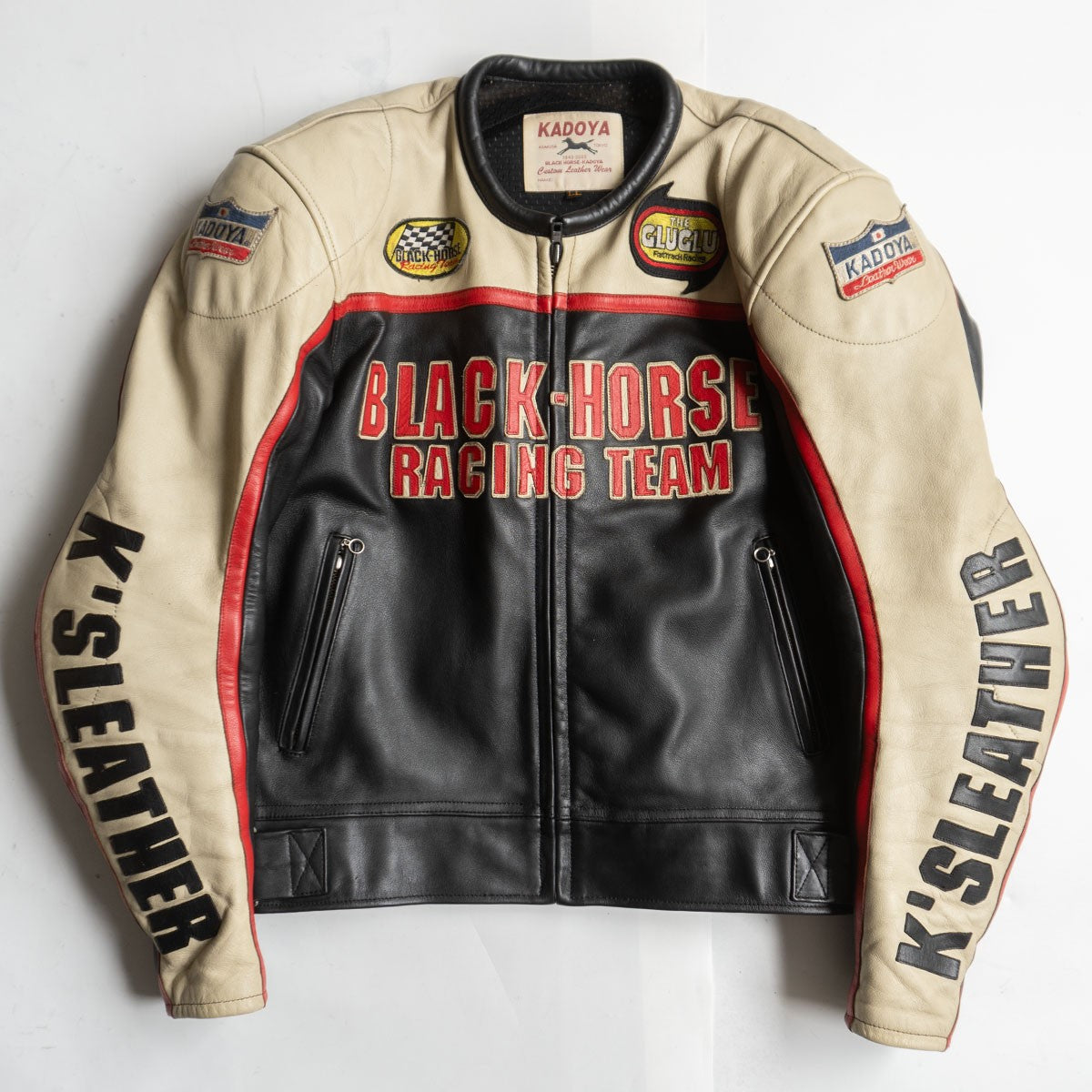 KADOYA BLACK HORSE Single Riders Leather Jacket Size XXL