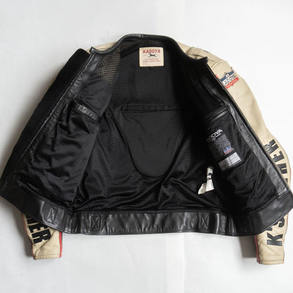 KADOYA BLACK HORSE Single Riders Leather Jacket Size XXL