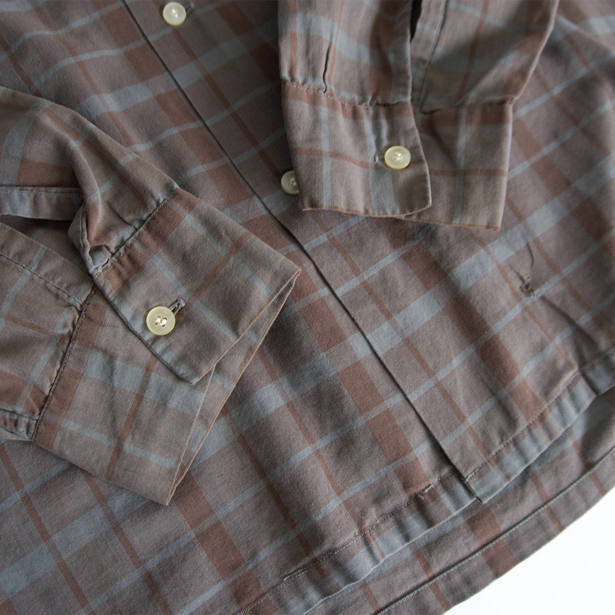 BRENT 60s Vintage Open Collar Cotton Check Shirt Size XL