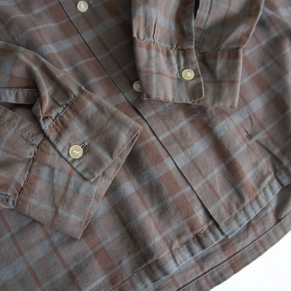 BRENT 60s Vintage Open Collar Cotton Check Shirt Size XL