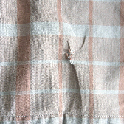 BRENT 60s Vintage Open Collar Cotton Check Shirt Size XL