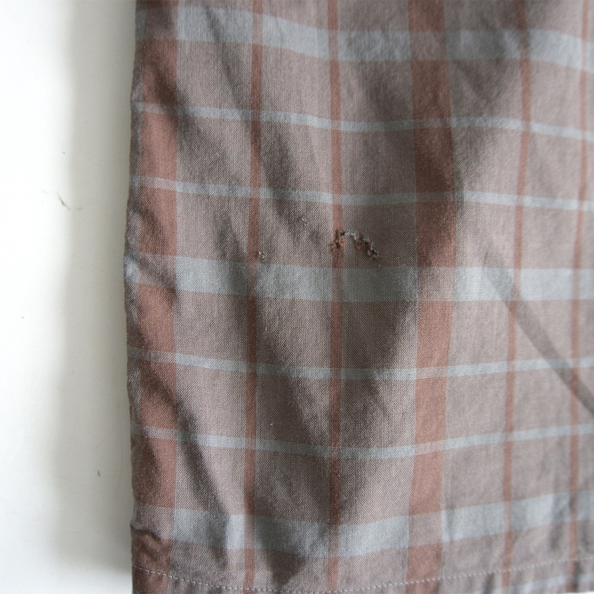 BRENT 60s Vintage Open Collar Cotton Check Shirt Size XL