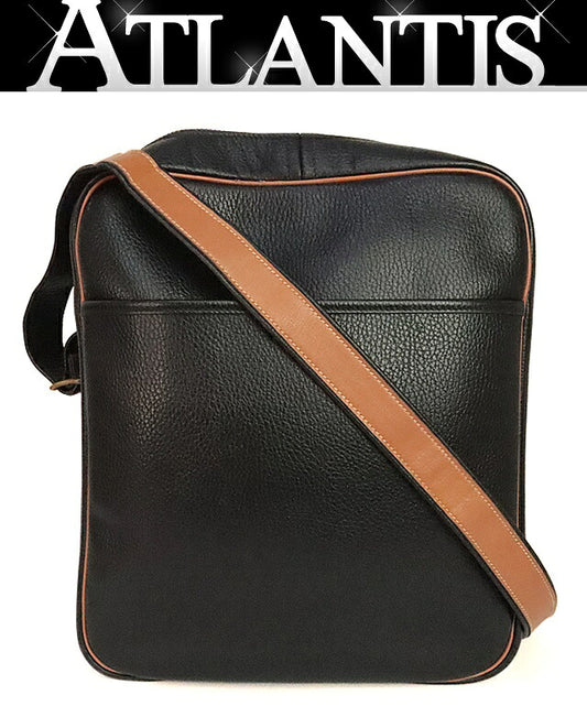 HERMES Victoria Shoulder Bag Leather Black