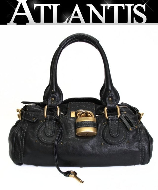 Chloe Paddington Leather Handle Bag Black