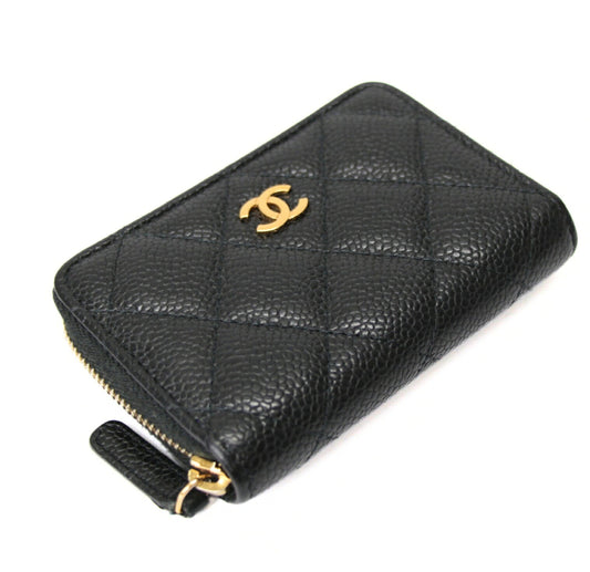 CHANEL Matelasse Caviar Coin Wallet Black
