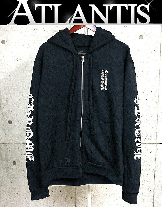 CHROME HEARTS Old English Logo Zip Hoodie Black Size M