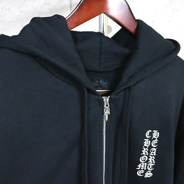 CHROME HEARTS Old English Logo Zip Hoodie Black Size M