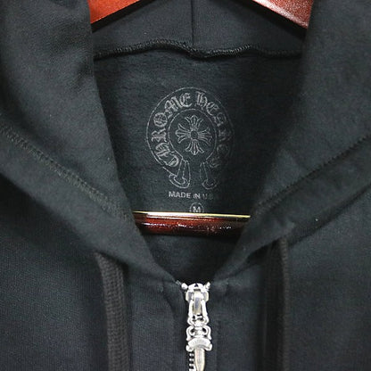 CHROME HEARTS Old English Logo Zip Hoodie Black Size M