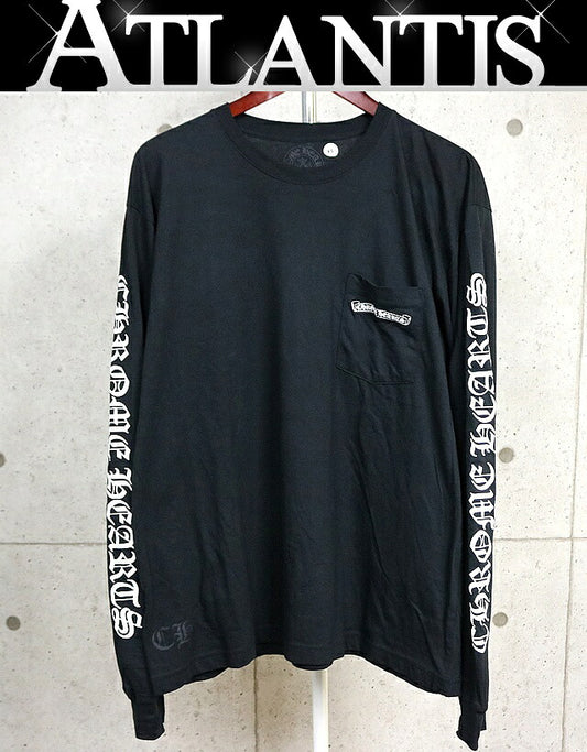 CHROME HEARTS Old English Logo Long T-Shirt Black Size XL