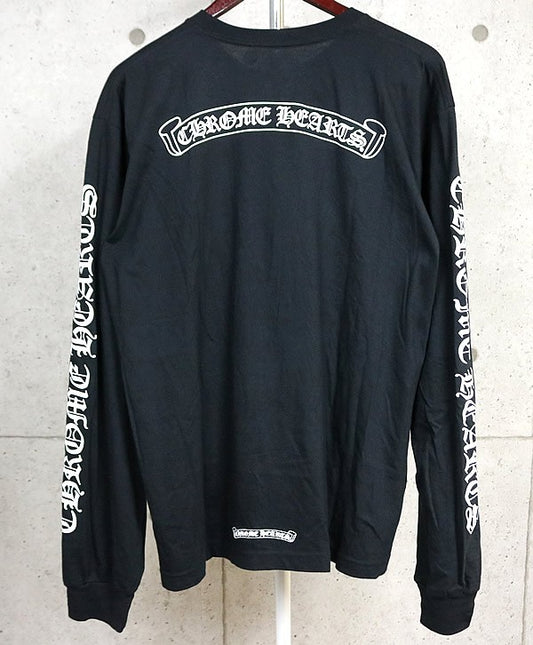 CHROME HEARTS Old English Logo Long T-Shirt Black Size XL