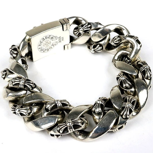 CHROME HEARTS Fancy Link Large BOX ID Bracelet Silver