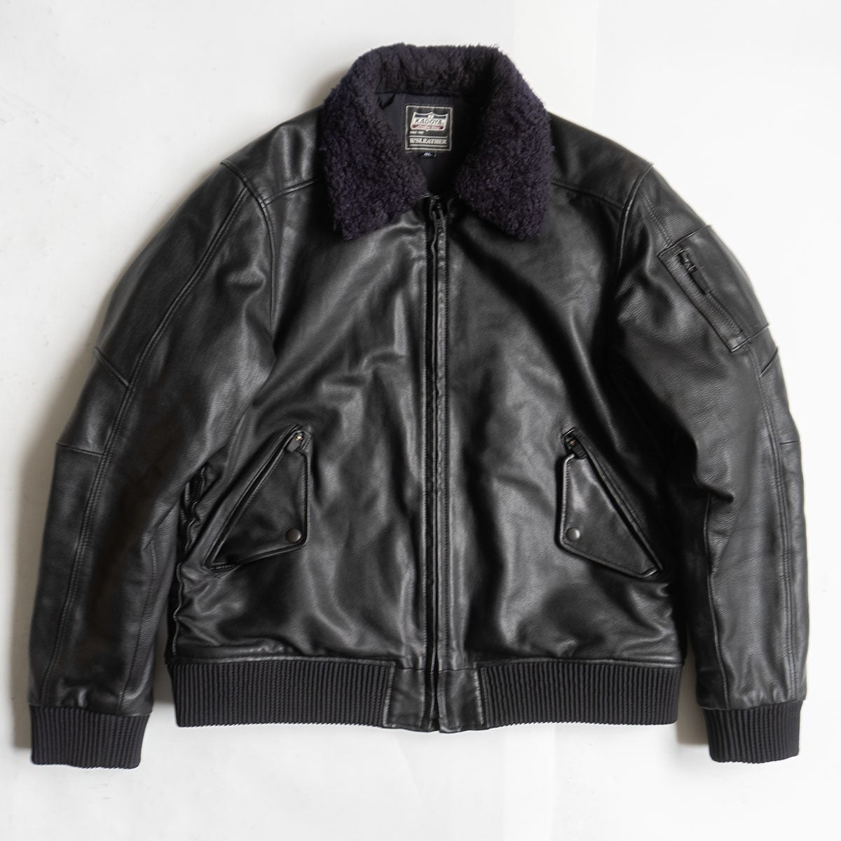 KADOYA Boa Leather Rider Jacket Black Size 4L