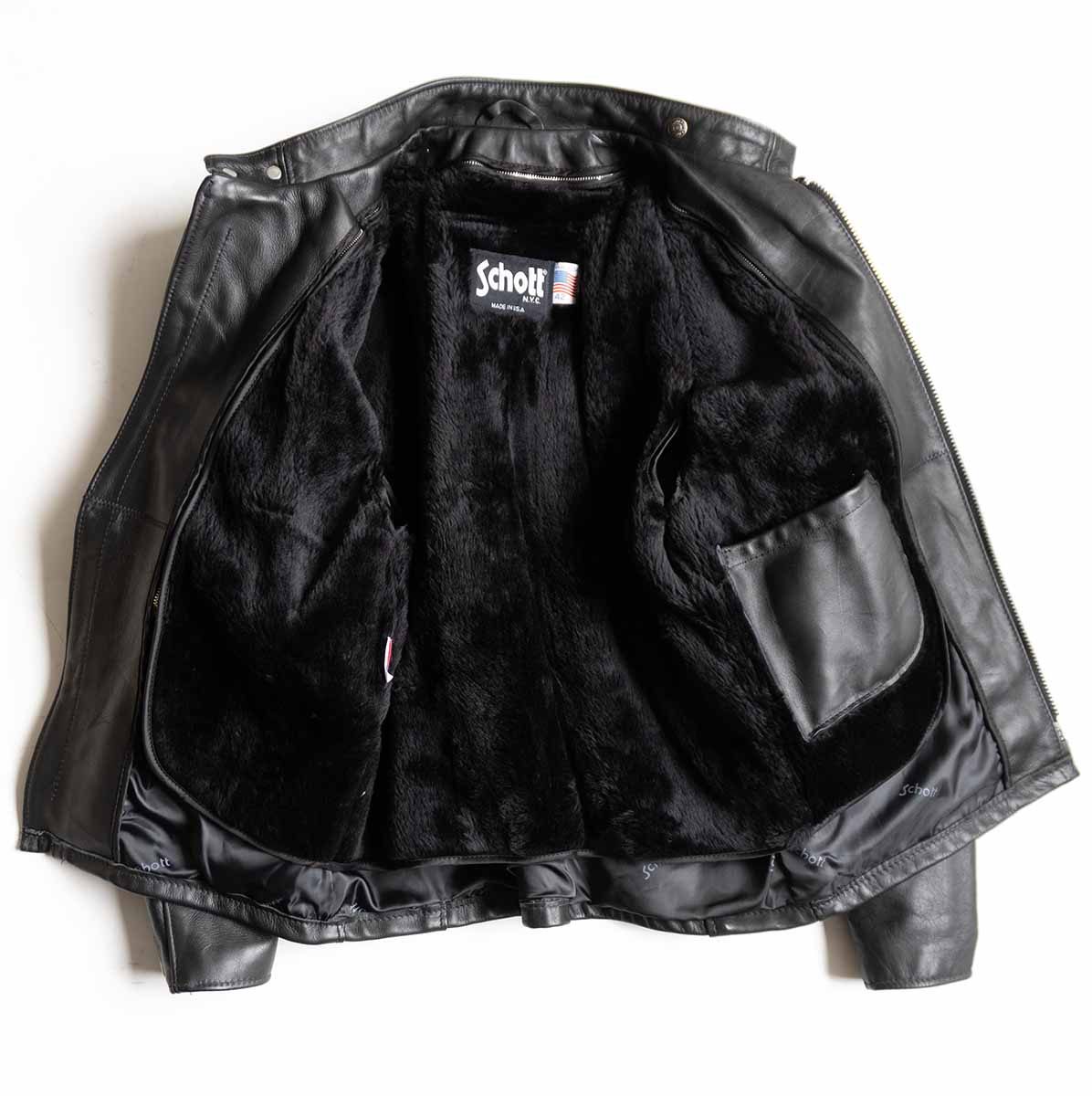 SCHOTT 641 Single Rider Leather Jacket Removable Size XS