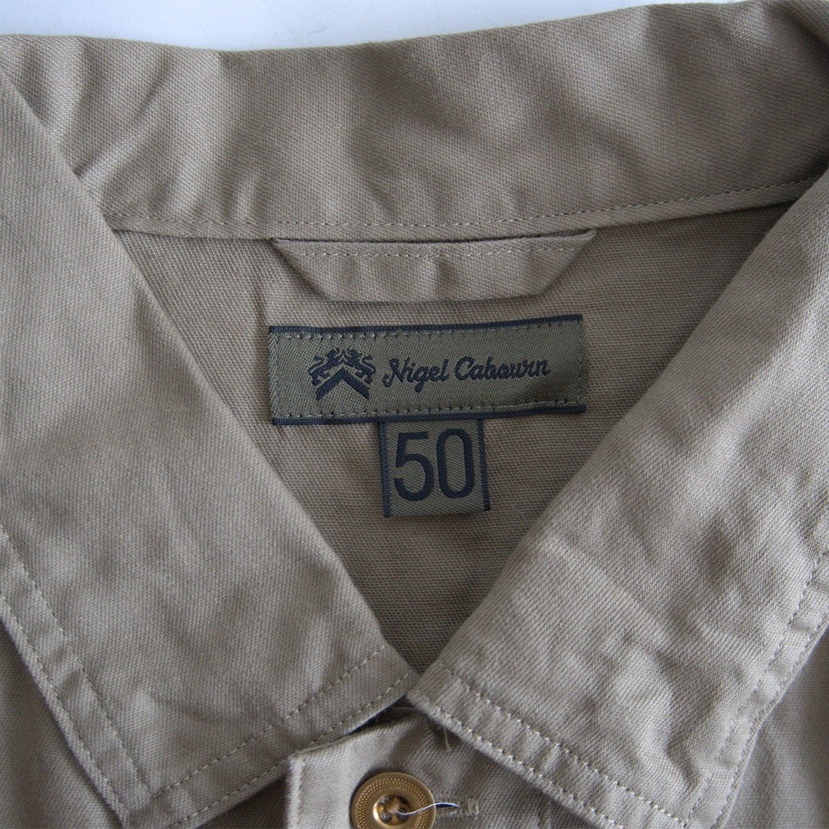 NIGEL CABOURN Utility Short Sleeve Shirt Cotton Linen Size L