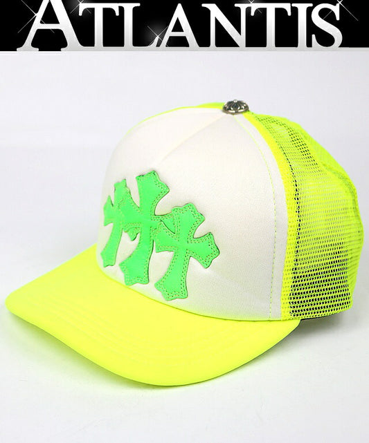 CHROME HEARTS 3 Cemetery Cross Patch Trucker Cap Yellow