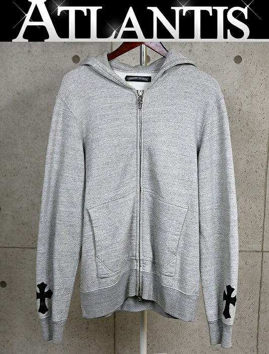 CHROME HEARTS Y NOT Cross Patch Zip Hoodie Gray Size M