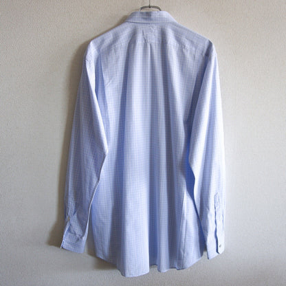 HERMES Sellier Button Cotton Checkered Shirt Size XS