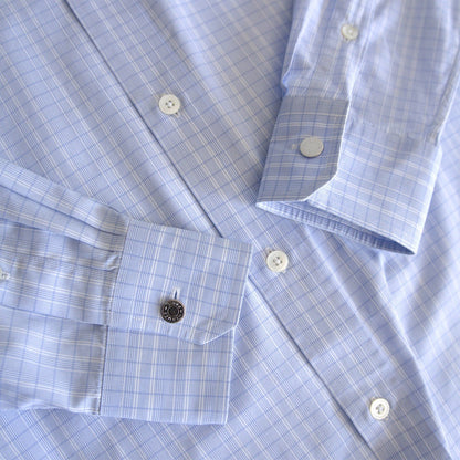 HERMES Sellier Button Cotton Checkered Shirt Size XS