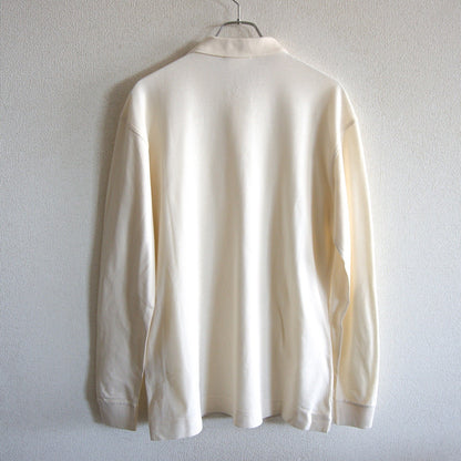 HERMES Cotton Long Sleeve Polo Shirt Ivory Size M